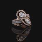Two-Stone Pear & Marquise Lab Diamond Halo Bypass Ring