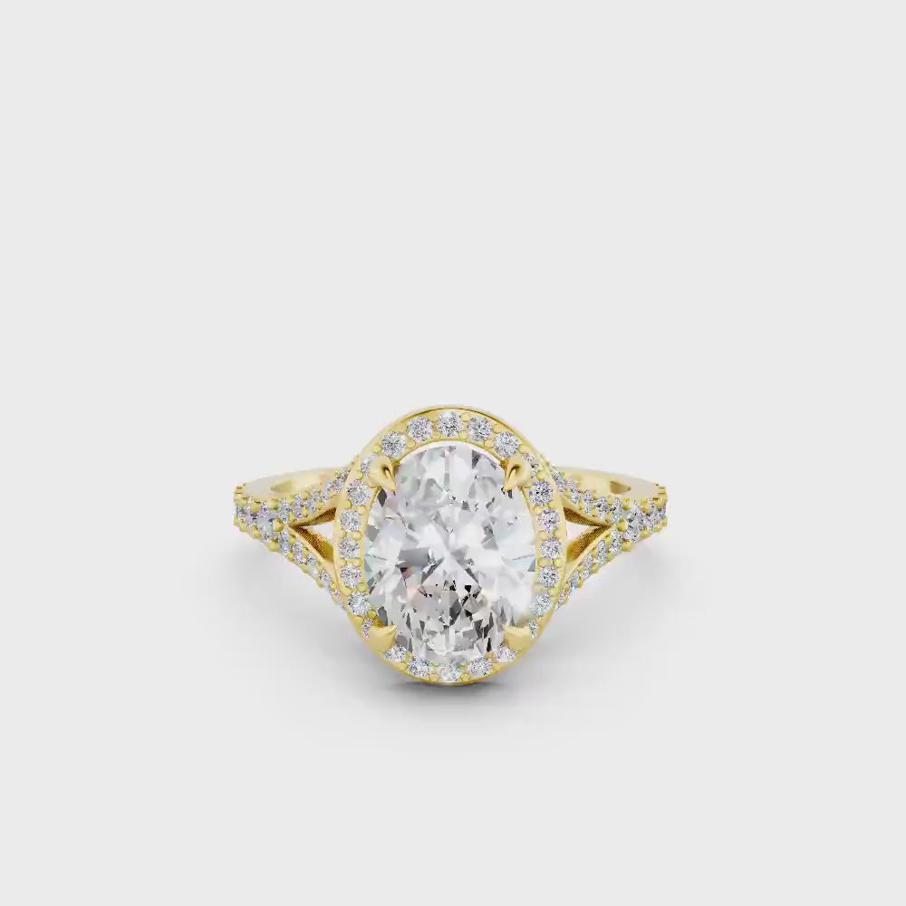 3.0 Carat Oval Cut Lab-Grown Diamond split shank ring