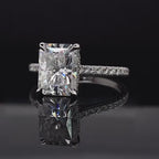 3 CT Radiant Cut Lab Grown Diamond Ring with Hidden Halo in 14K White Gold