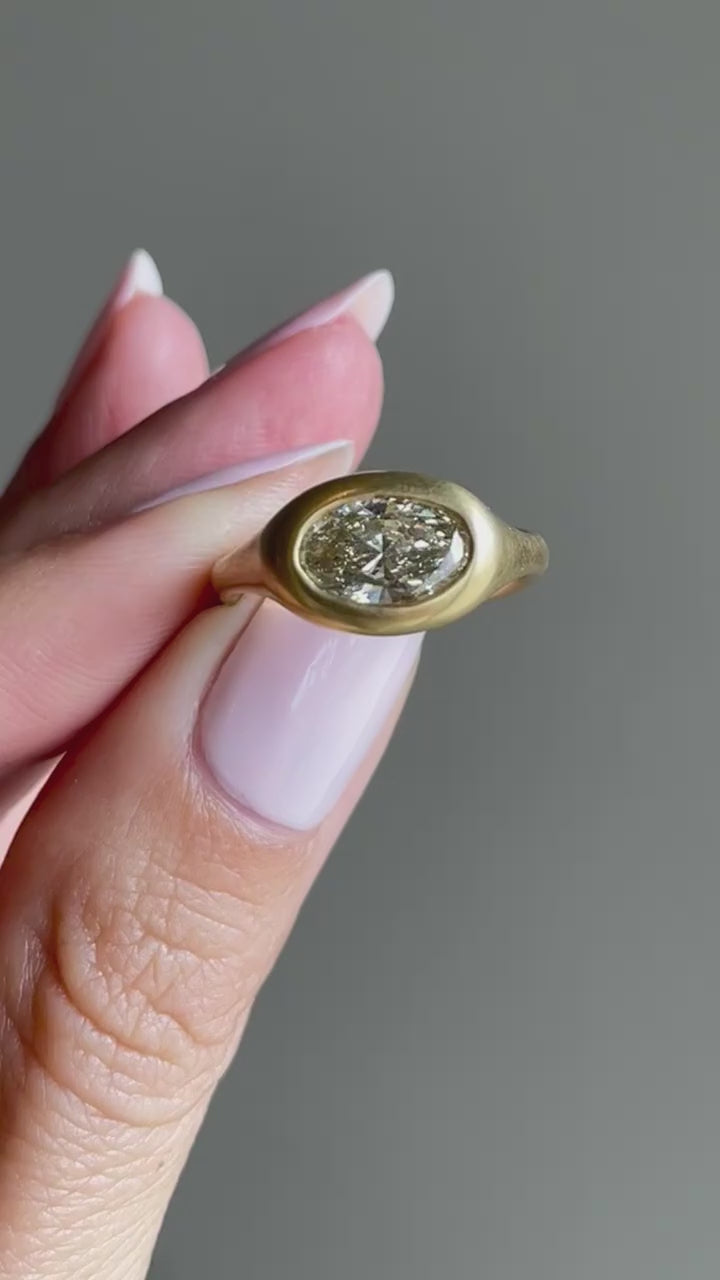 2 Carat Oval Cut Lab Diamond Bezel Signet Ring