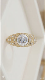 The Victoria Vintage Filigree Ring in 14K Gold – Antique Style Statement Band