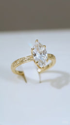 Vintage-Inspired 3 CT Marquise Cut Lab Grown Diamond Gold Ring