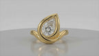 3 CT Pear Cut Lab Grown Diamond Engagement Ring, Modern Bezel Set Bypass Ring in Yellow Gold