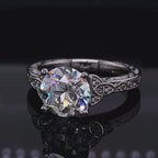 2 CT Round Cut Lab Grown Diamond Vintage Engraved Engagement Ring