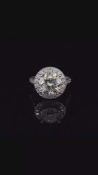 3 CT Round Cut Lab Grown Diamond Halo Engagement Ring with Vintage Milgrain Band