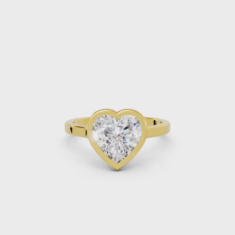 Modern Romance 3 Carat Heart Lab Diamond Bezel Set Ring