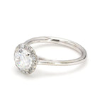 2 CT Round Cut Lab Grown Diamond Engagement Ring | Delicate Halo & Solitaire Band