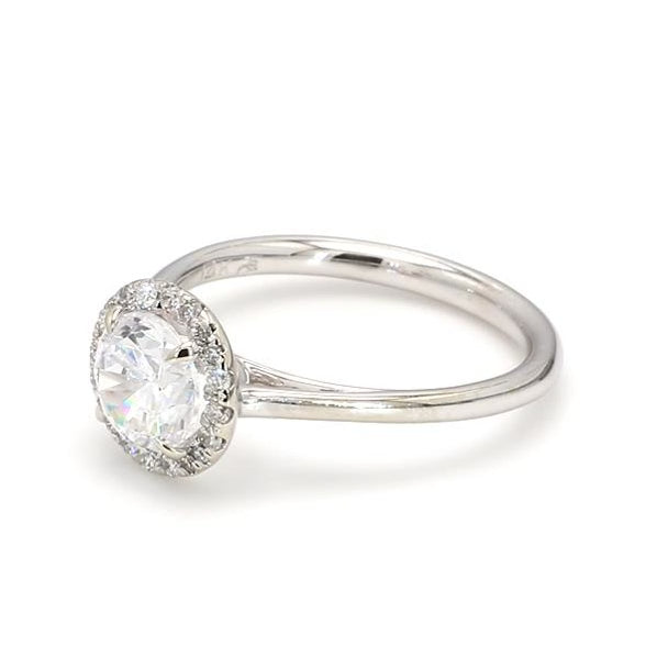 2 CT Round Cut Lab Grown Diamond Engagement Ring | Delicate Halo & Solitaire Band