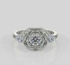 Sculpted Rose Round Lab Grown Diamond Engagement Ring