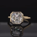 4 CT Asscher Cut Lab Grown Diamond Bezel Engagement Ring in Yellow Gold