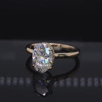 2 CT Oval Cut Lab Grown Diamond Hidden Halo Engagement Ring in Yellow Gold