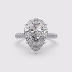 4 CT Pear Cut Lab Created Diamond Hidden Halo Engagement Ring