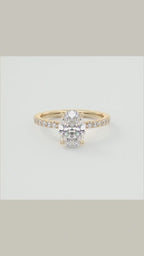2 Carat Oval Cut Lab Grown Diamond Engagement Ring in 14K Yellow Gold with Pavé Band
