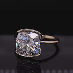 3 Carat Cushion Cut Lab Diamond Modern Half Bezel Solitaire Ring