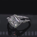 2 Carat Compass Set Asscher Lab Diamond Vintage Halo Ring