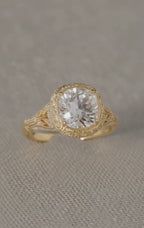 Vintage Cushion Cut Diamond Ring in Yellow Gold
