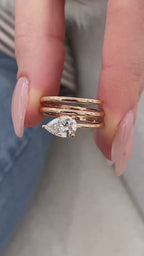 1.50 CT Pear Cut Lab Grown Diamond Multi-Band Engagement Ring in 14K Rose Gold