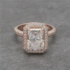 4 CT Radiant Cut Lab Grown Diamond Halo Engagement Ring in Rose Gold