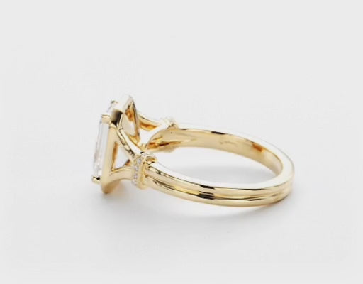 2 CT Emerald Cut Lab Grown Diamond Bezel Ring in 14K Gold