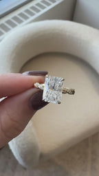3 CT Radiant Cut Lab Grown Diamond Engagement Ring | Twisted Vine Band
