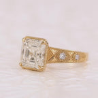 IGI Certified 3 Carat Asscher Diamond Ring with Milgrain & Engraved Band