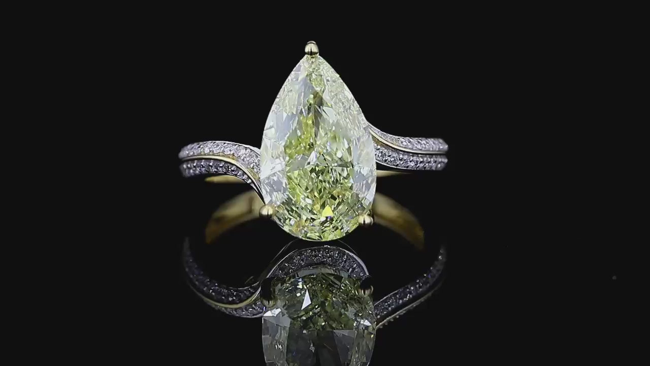 Canary Yellow 3 CT Pear Lab Diamond Engagement Ring