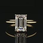 4 CT Emerald Cut Lab Diamond Ring on Plain Band with Hidden Halo - IGI Certified