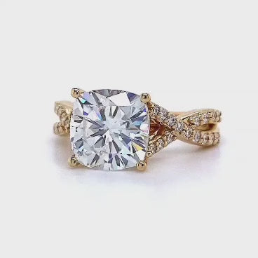 4 CT Cushion Cut Lab Grown Diamond Infinity Twist Engagement Ring