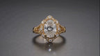 3 CT Oval Cut Lab Grown Diamond Vintage Halo Engagement Ring in Yellow Gold