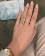 2 CT Radiant Cut Fancy Yellow Lab Grown Diamond Two-Tone Double Halo Engagement Ring