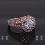 2 CT Round Cut Lab Grown Diamond Vintage Halo Engagement Ring in Rose Gold