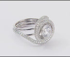 2 CT Round Cut Lab-Grown Diamond Spiral Halo Ring | Multi-Band Statement Ring