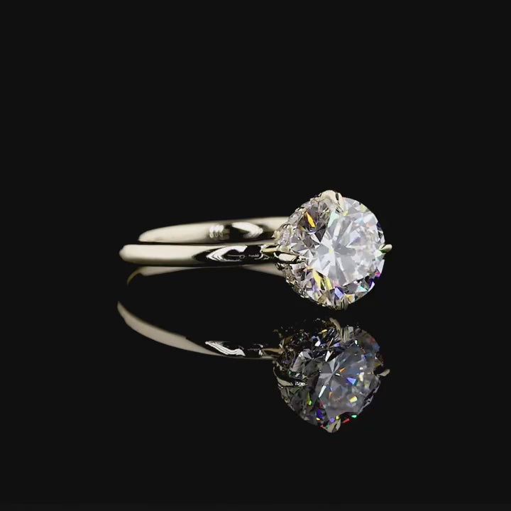 IGI Certified 2 Carat Round Brilliant Lab Diamond Solitaire Ring in Yellow Gold