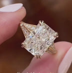 4 Carat Radiant Cut Lab Grown Diamond Vintage Engagement Ring in 14K Yellow Gold