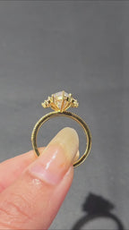 3 Carat Marquise Cut Lab Grown Diamond Engagement Ring with Vintage Engraved Band