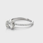 2 CT Round Cut Lab Grown Diamond Half-Bezel Ring with Pave Band