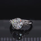3 Carat Round Cut Lab Diamond Ring - Vintage Scrollwork Bezel Setting