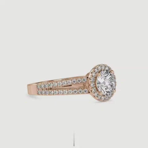 2ct Round Cut Lab Diamond Halo Ring with Dual Pave Band