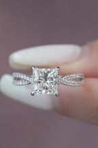 2 CT Princess Cut Lab Grown Diamond Twisted Split Shank Engagement Ring