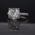 3 CT Cushion Cut Lab Grown Diamond Hidden Halo Pave Engagement Ring