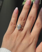 3 CT Marquise Cut Lab Grown Diamond Vintage Engraved Ring in 14K Gold