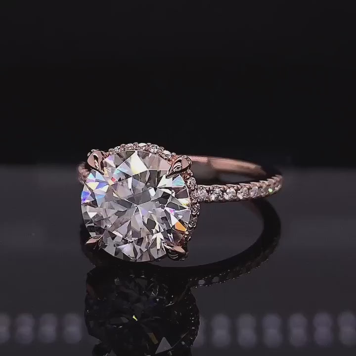 4 Carat Round Cut Lab Grown Diamond Engagement Ring Video
