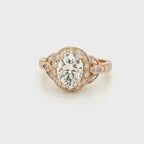 3 Carat Oval Lab Diamond Vintage Style Engagement Ring with Engraved Band
