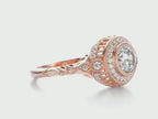 3 CT Round Lab Diamond Vintage Floral Halo Ring