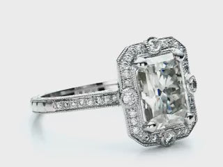 3 Carat Radiant Cut Lab Grown Diamond Vintage Halo Engagement Ring