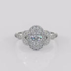 2 Carat Oval Cut Lab Grown Diamond Vintage Floral Halo Engagement Ring