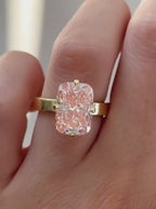 3 CT Elongated Pink Radiant Lab Diamond Engagement Ring in Yellow Gold