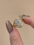 3 Carat Oval Lab Diamond Organic Wave Bezel Ring in Matte Yellow Gold