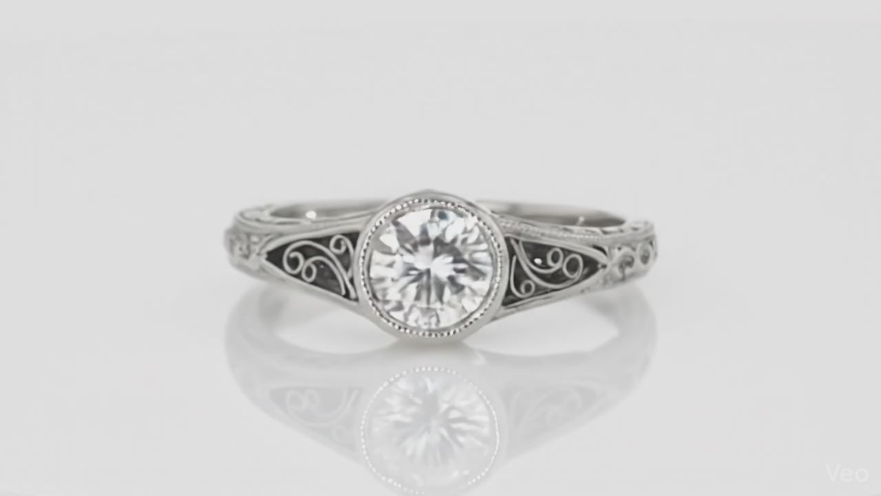 Vintage Art Deco Round Bezel Engagement Ring